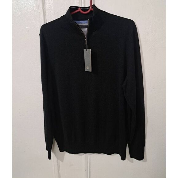 3 wise men small PURE MERINO WOOL black 1/2 zip sweater pullover fine wool - Picture 1 of 7